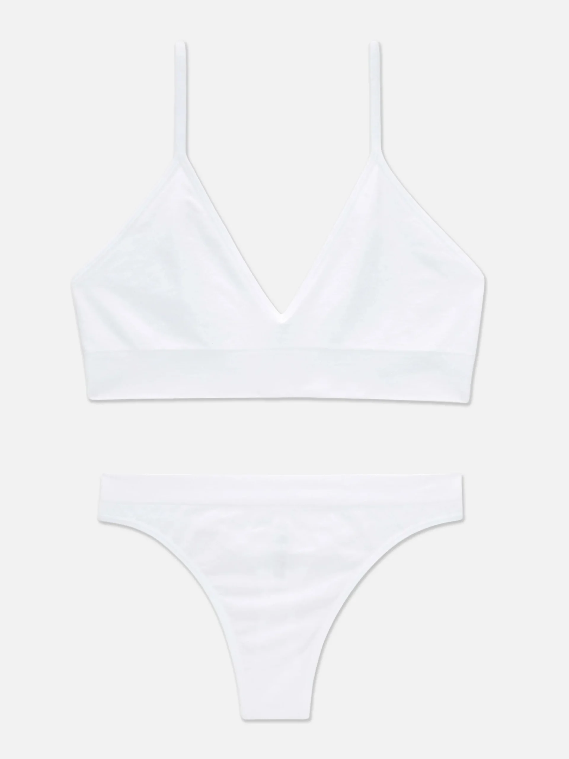 Dessous-Sets|Primark Triangel-Bralette-BH Und Tanga Im Nahtlosen Set Weiß