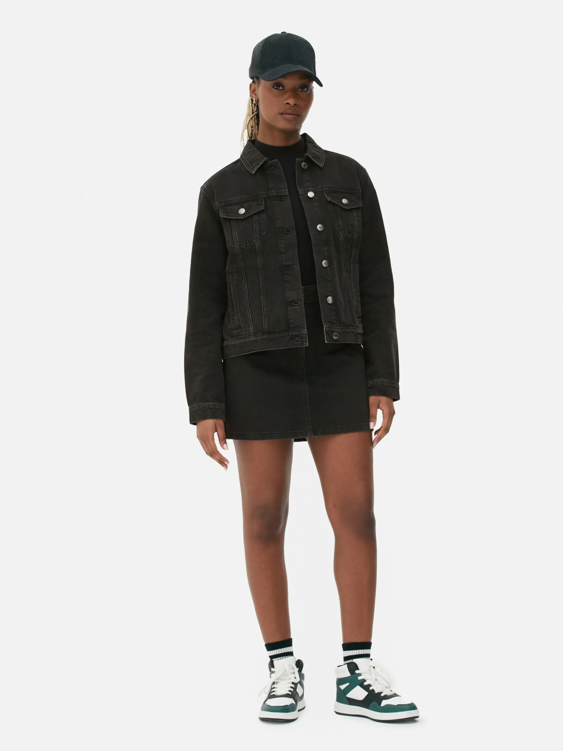 Denim|Jacken Und Mäntel|Primark Trucker-Jeansjacke Im Stil Der 80er Jahre Schwarz