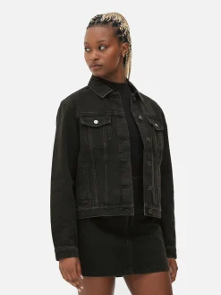 Denim|Jacken Und Mäntel|Primark Trucker-Jeansjacke Im Stil Der 80er Jahre Schwarz