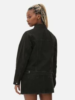 Denim|Jacken Und Mäntel|Primark Trucker-Jeansjacke Im Stil Der 80er Jahre Schwarz
