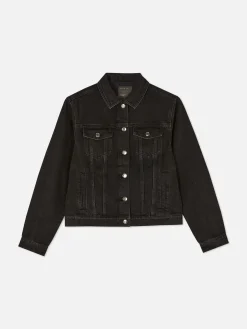 Denim|Jacken Und Mäntel|Primark Trucker-Jeansjacke Im Stil Der 80er Jahre Schwarz