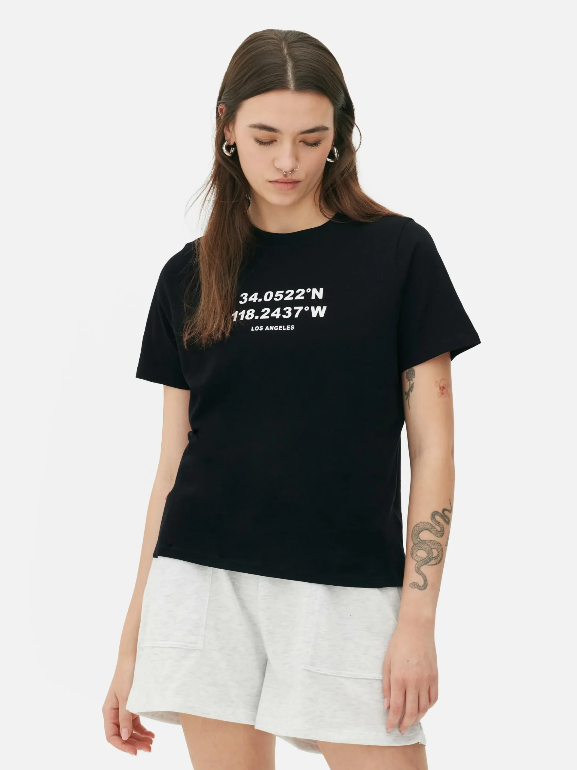 Tops Und T-Shirts|Primark T-Shirt Aus Baumwolle Mit Grafik Schwarz