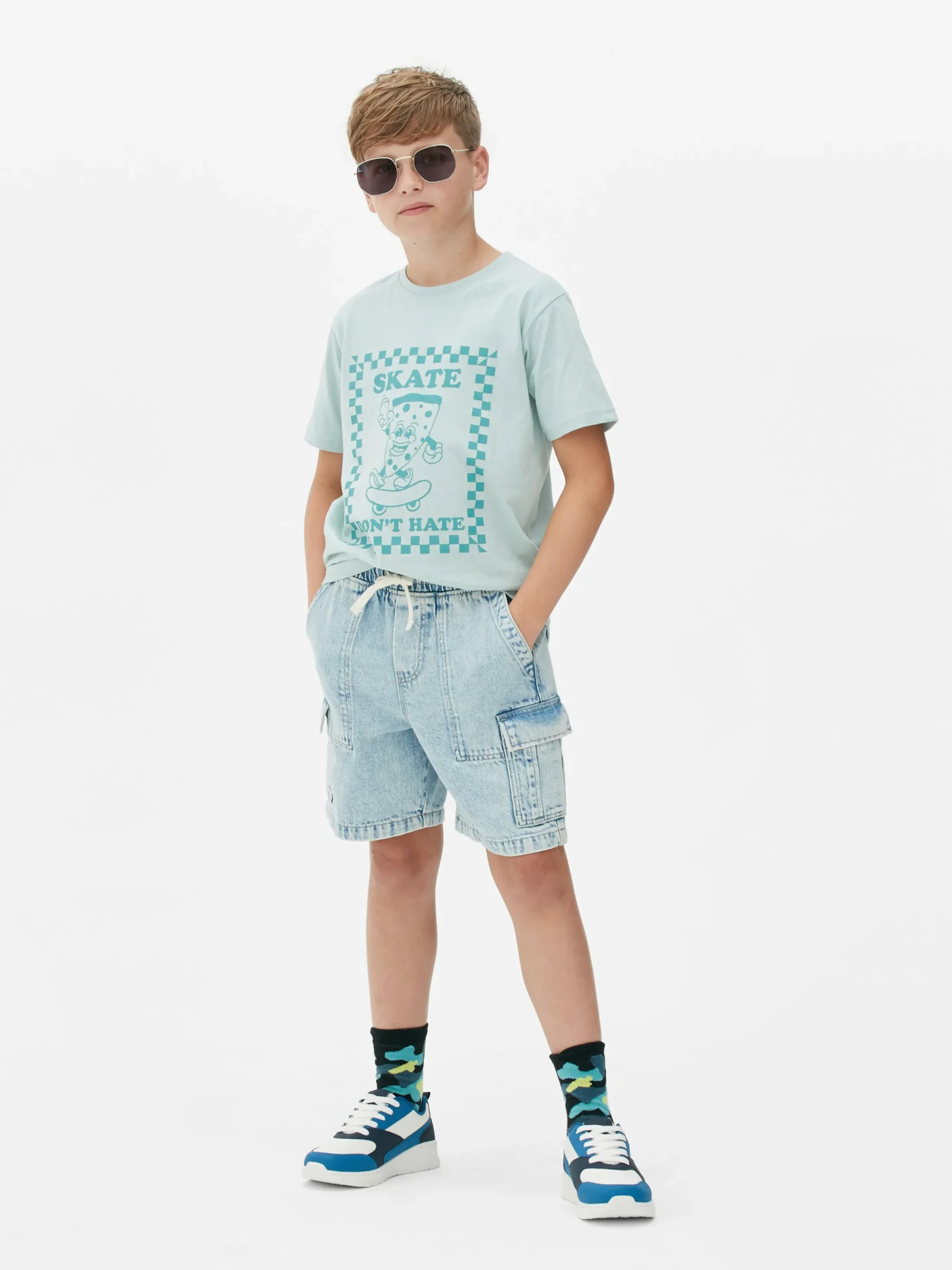 Tops Und T-Shirts|Primark T-Shirt Aus Baumwolle Mit Grafik Blaugrün
