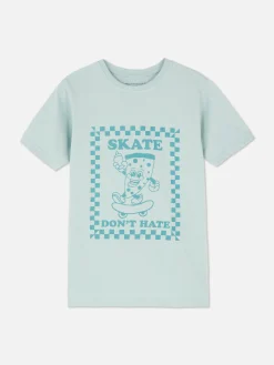 Tops Und T-Shirts|Primark T-Shirt Aus Baumwolle Mit Grafik Blaugrün