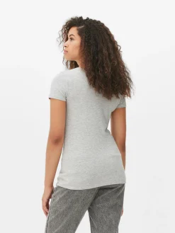 Tops Und T-Shirts|Primark T-Shirt Aus Stretch Mit Rundhalsausschnitt Grau meliert