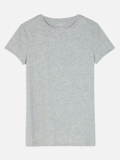 Tops Und T-Shirts|Primark T-Shirt Aus Stretch Mit Rundhalsausschnitt Grau meliert