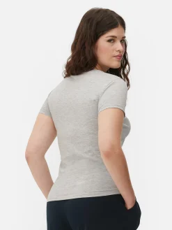 Tops Und T-Shirts|Primark T-Shirt Aus Stretch Mit Rundhalsausschnitt Grau meliert