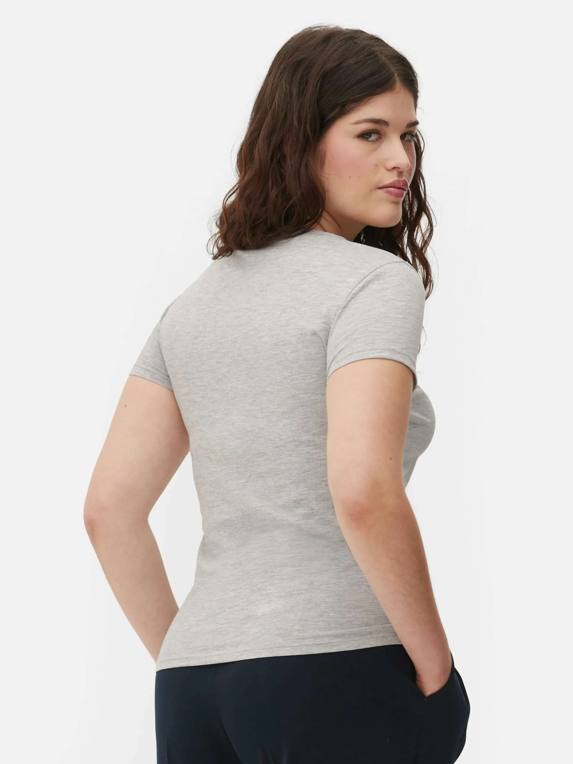 Tops Und T-Shirts|Primark T-Shirt Aus Stretch Mit Rundhalsausschnitt Grau meliert