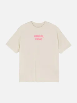 Tops Und T-Shirts|Primark T-Shirt Im Oversized-Look Mit Grafik Ecrufarben