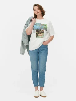 Tops Und T-Shirts|Primark T-Shirt Mit „Claude Monet“ Kachel-Grafik Weiß