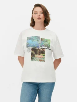 Tops Und T-Shirts|Primark T-Shirt Mit „Claude Monet“ Kachel-Grafik Weiß