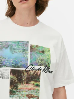 Tops Und T-Shirts|Primark T-Shirt Mit „Claude Monet“ Kachel-Grafik Weiß
