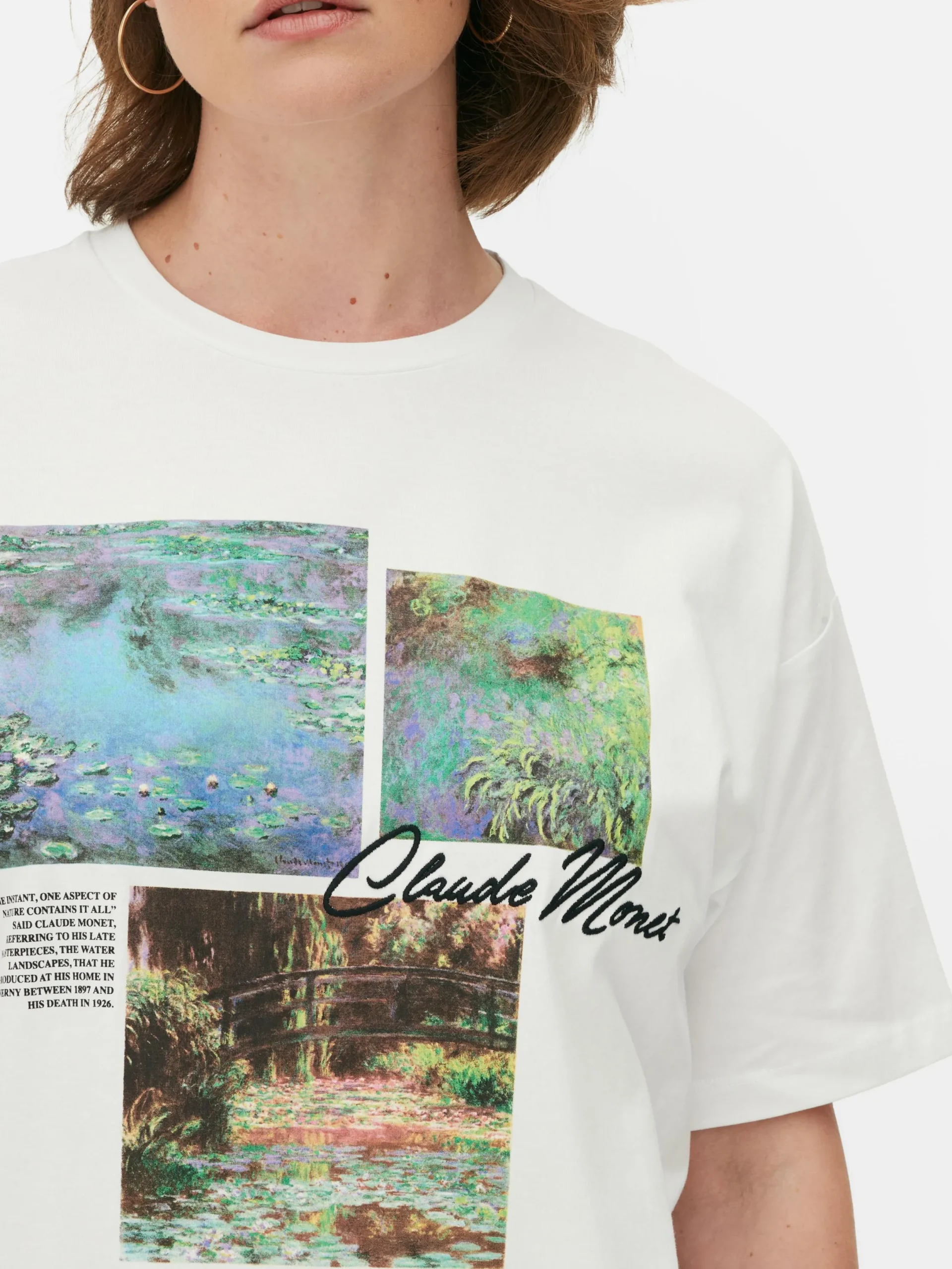 Tops Und T-Shirts|Primark T-Shirt Mit „Claude Monet“ Kachel-Grafik Weiß