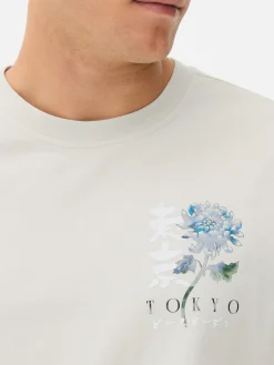 Tops Und T-Shirts|Primark T-Shirt Mit Floralem Tokio-Print Ecrufarben