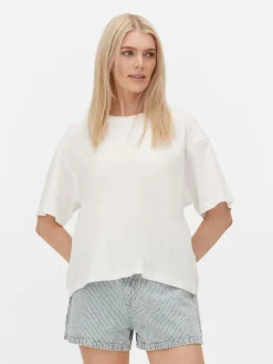 Tops Und T-Shirts|Primark T-Shirt Mit Geradem Schnitt Weiß