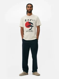 Tops Und T-Shirts|Primark T-Shirt Mit Japanischem Baum Print Ecrufarben
