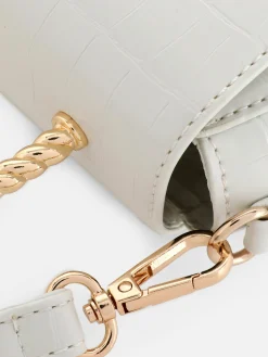 Taschen Und Portemonnaies|Primark Umhängetasche In Kroko-Optik Mit Metallgriff Ecrufarben