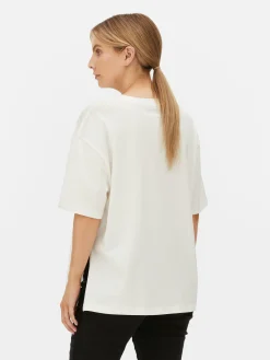 Tops Und T-Shirts|Primark Umstands-T-Shirt Mit Slogan Ecrufarben