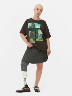 Grafik-T-Shirts Und -Sweatshirts|Tops Und T-Shirts|Primark „Van Gogh Zypressen“ T-Shirt Im Oversized-Look Anthrazitfarben