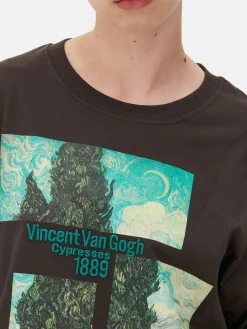Grafik-T-Shirts Und -Sweatshirts|Tops Und T-Shirts|Primark „Van Gogh Zypressen“ T-Shirt Im Oversized-Look Anthrazitfarben