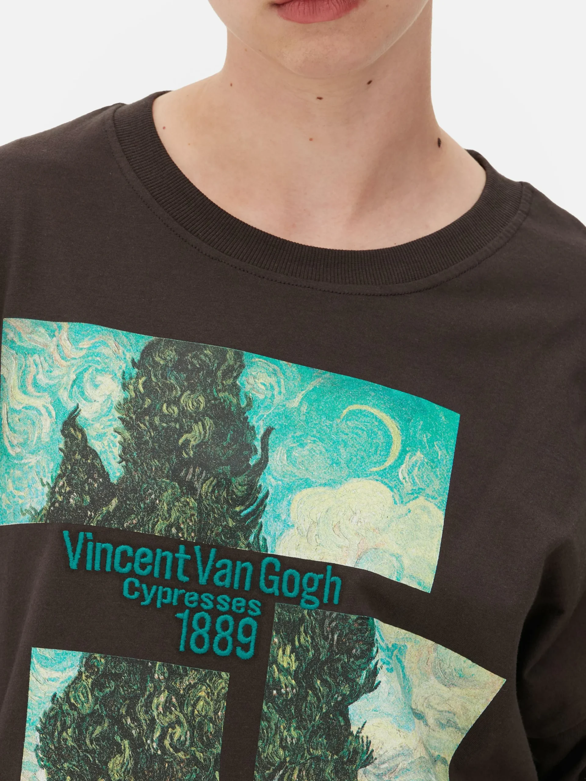 Grafik-T-Shirts Und -Sweatshirts|Tops Und T-Shirts|Primark „Van Gogh Zypressen“ T-Shirt Im Oversized-Look Anthrazitfarben