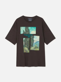 Grafik-T-Shirts Und -Sweatshirts|Tops Und T-Shirts|Primark „Van Gogh Zypressen“ T-Shirt Im Oversized-Look Anthrazitfarben