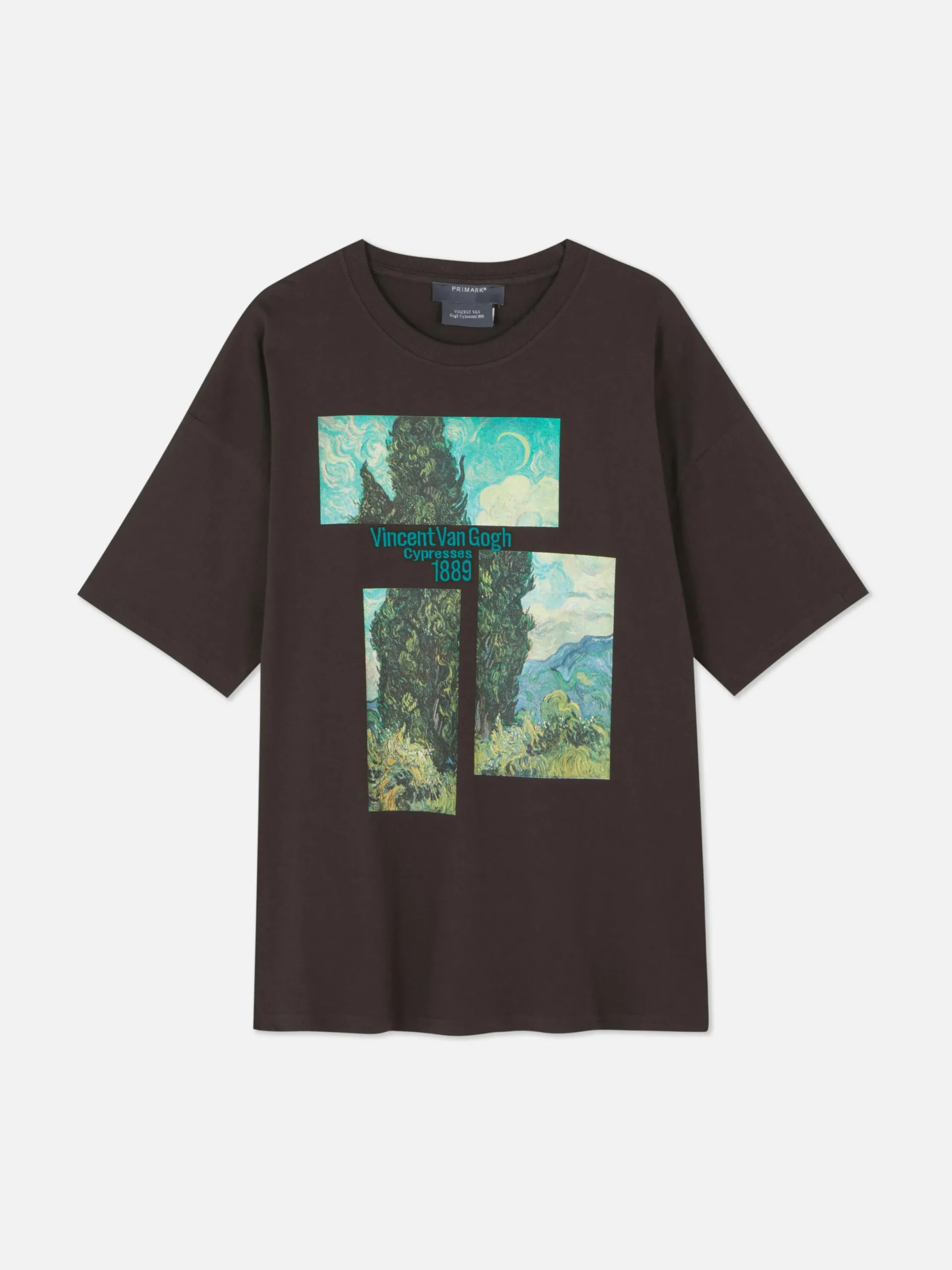 Grafik-T-Shirts Und -Sweatshirts|Tops Und T-Shirts|Primark „Van Gogh Zypressen“ T-Shirt Im Oversized-Look Anthrazitfarben