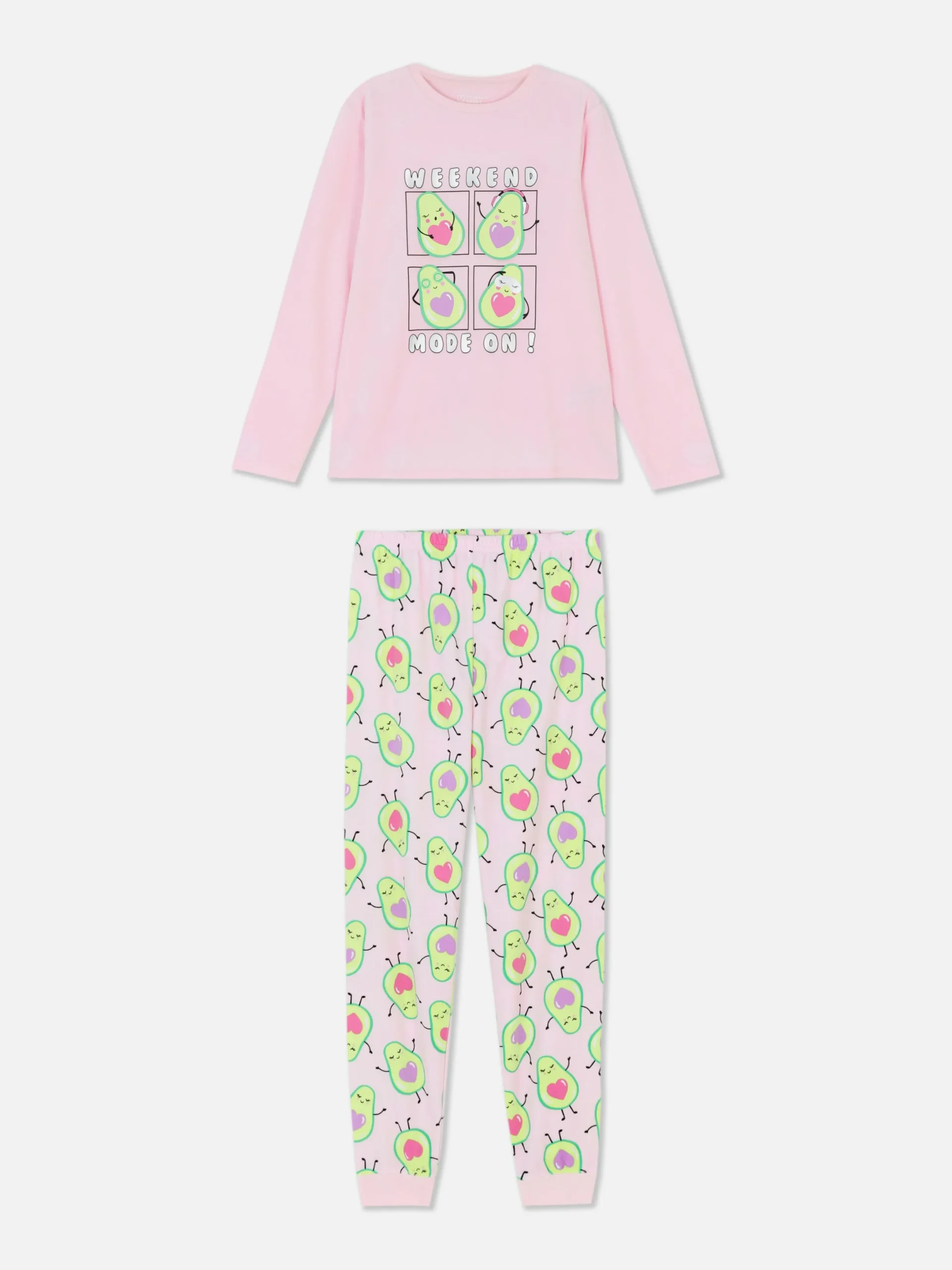 Schlafanzüge Und Nachtwäsche|Primark Velours-Schlafanzug Mit Avocado-Print Rosa