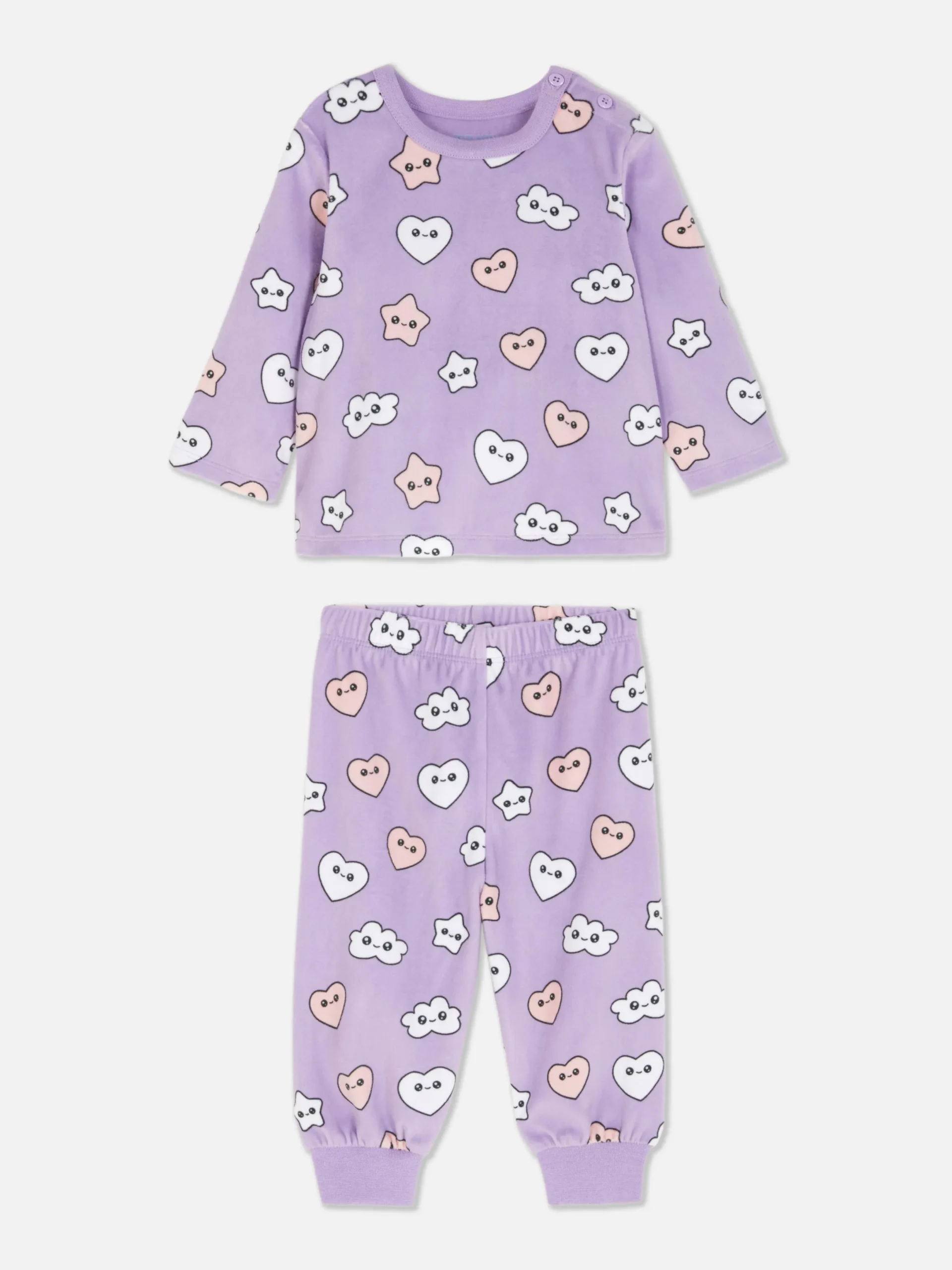 Schlafanzüge Und Nachtwäsche|Primark Velours-Schlafanzug Mit Grafik Violett