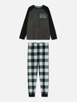 Schlafanzüge Und Nachtwäsche|Primark Velours-Schlafanzug Mit Karomuster Schwarz