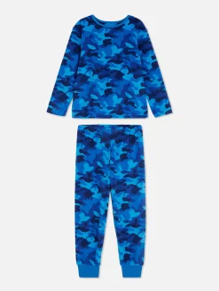 Schlafanzüge Und Nachtwäsche|Primark Velours-Schlafanzug Mit Tarnmuster Blau