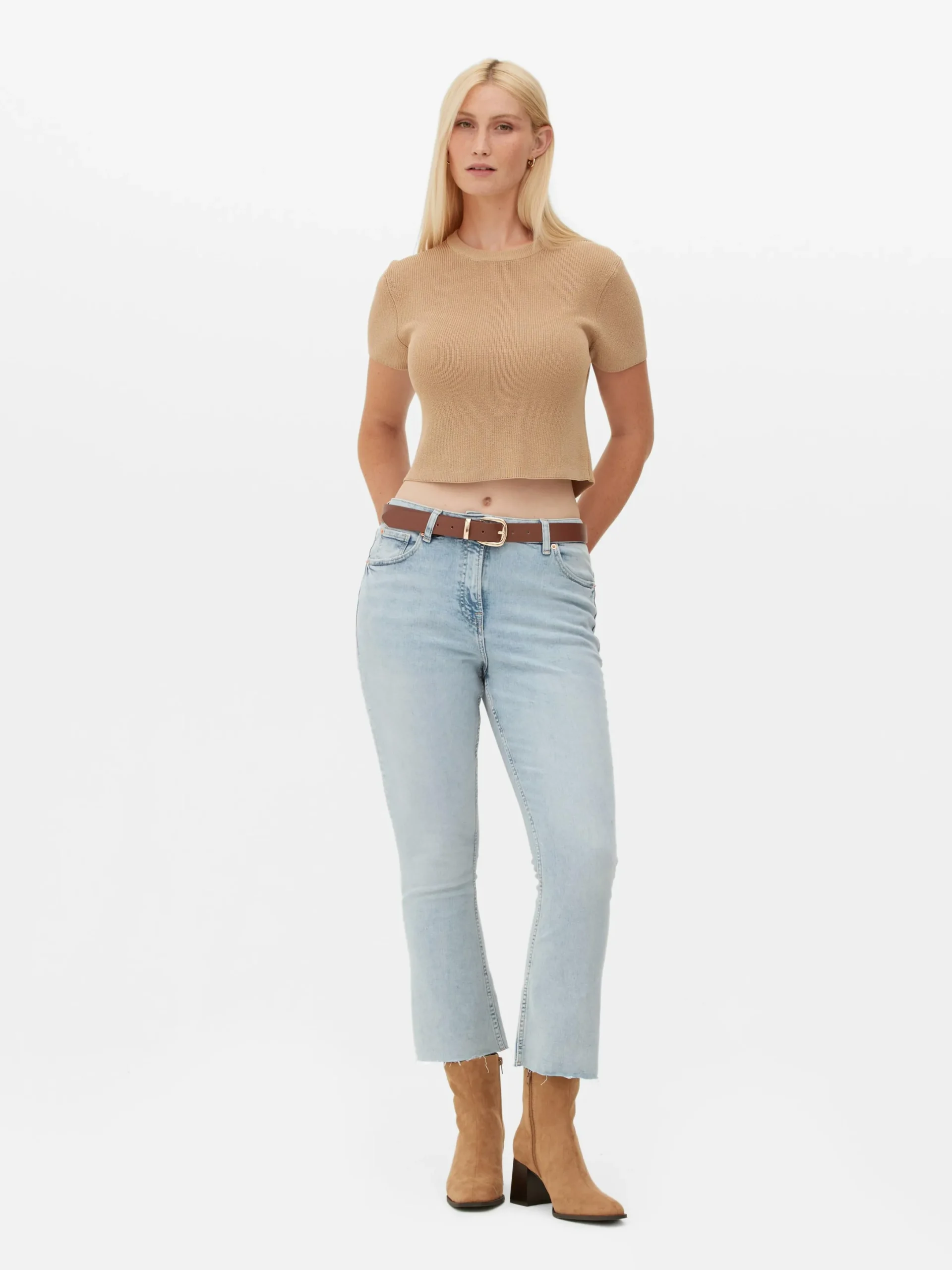 Denim|Jeans|Primark Verkürzte Jeans Mit Ausgestelltem Bein Hellblau