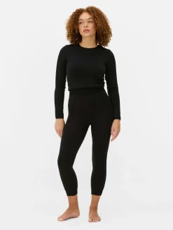Strumpfhosen|Hosen Und Leggings|Primark Verkürzte Samt-Leggings Mit Plüschfutter Schwarz