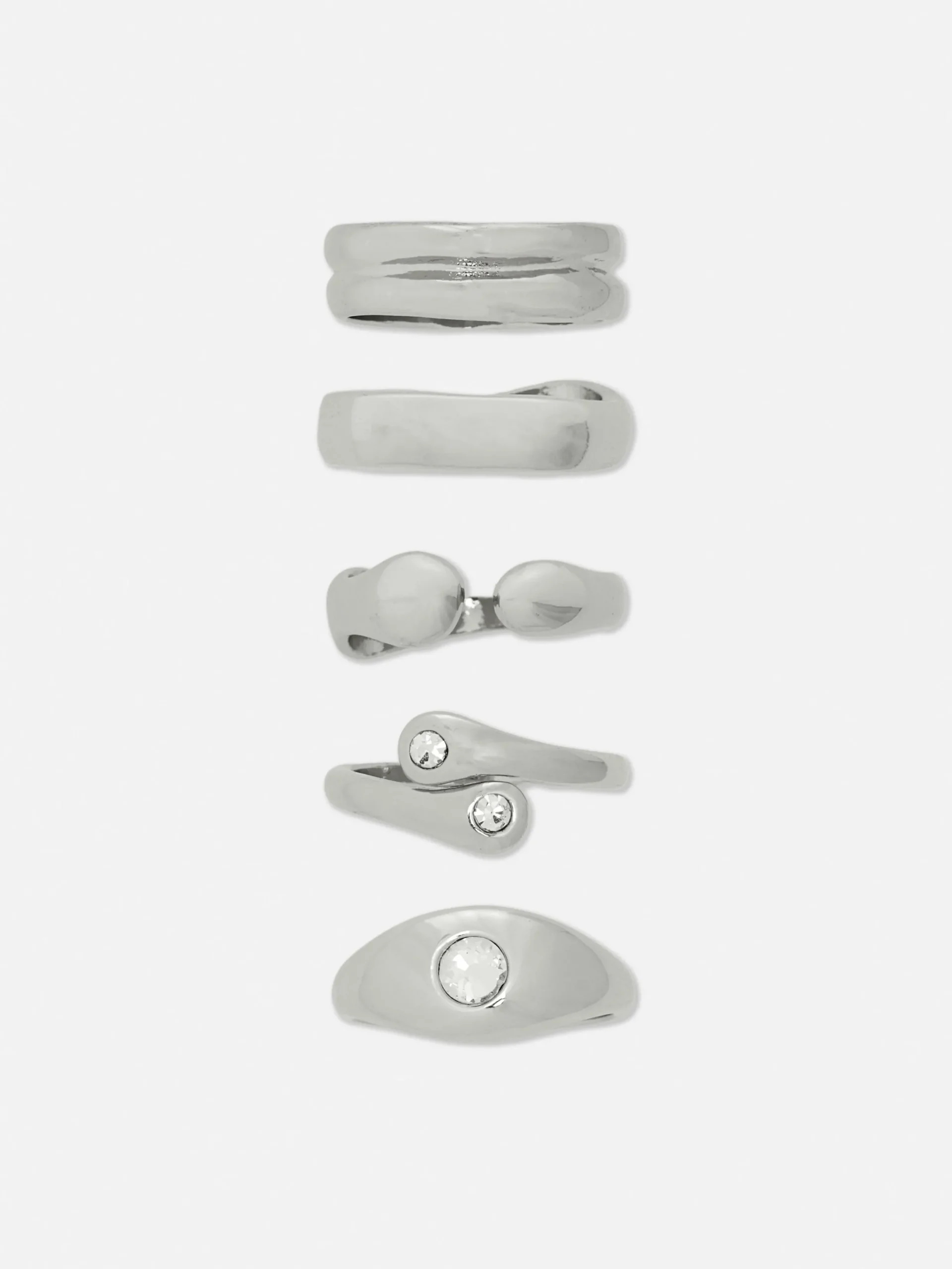 Schmuck|Primark Verschiedene, Breite Ringe, 5er-Pack Weiß
