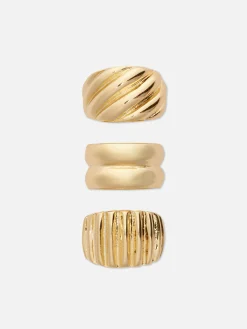 Schmuck|Primark Verschiedene, Breite Ringe, 3er-Pack Gelb