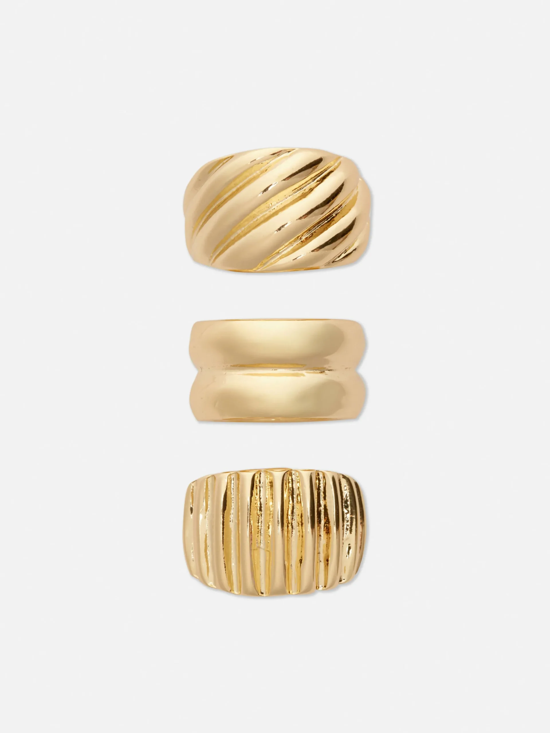 Schmuck|Primark Verschiedene, Breite Ringe, 3er-Pack Gelb
