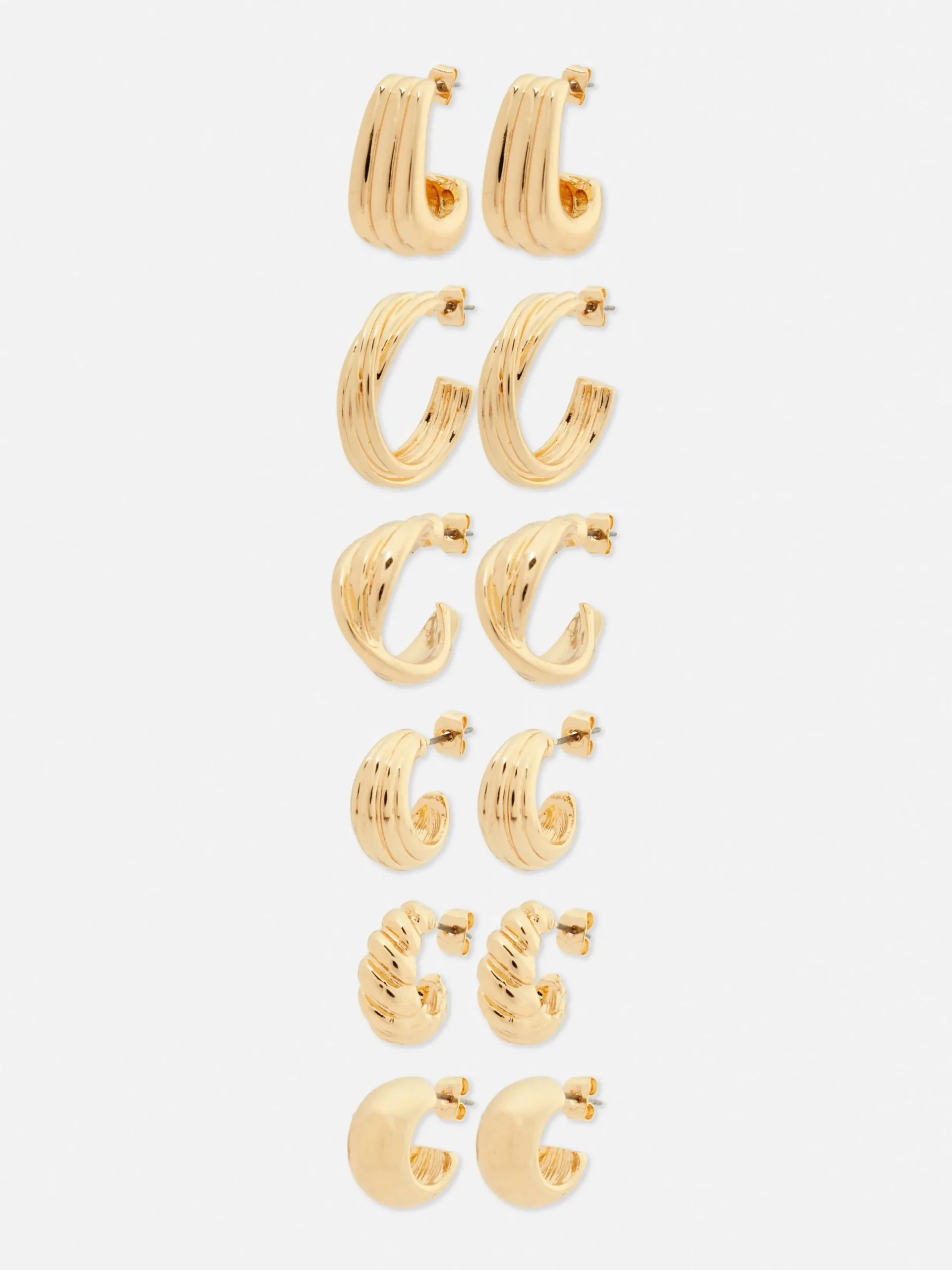 Schmuck|Primark Verschiedene Gedrehte Creolen, 6er-Pack Gelb