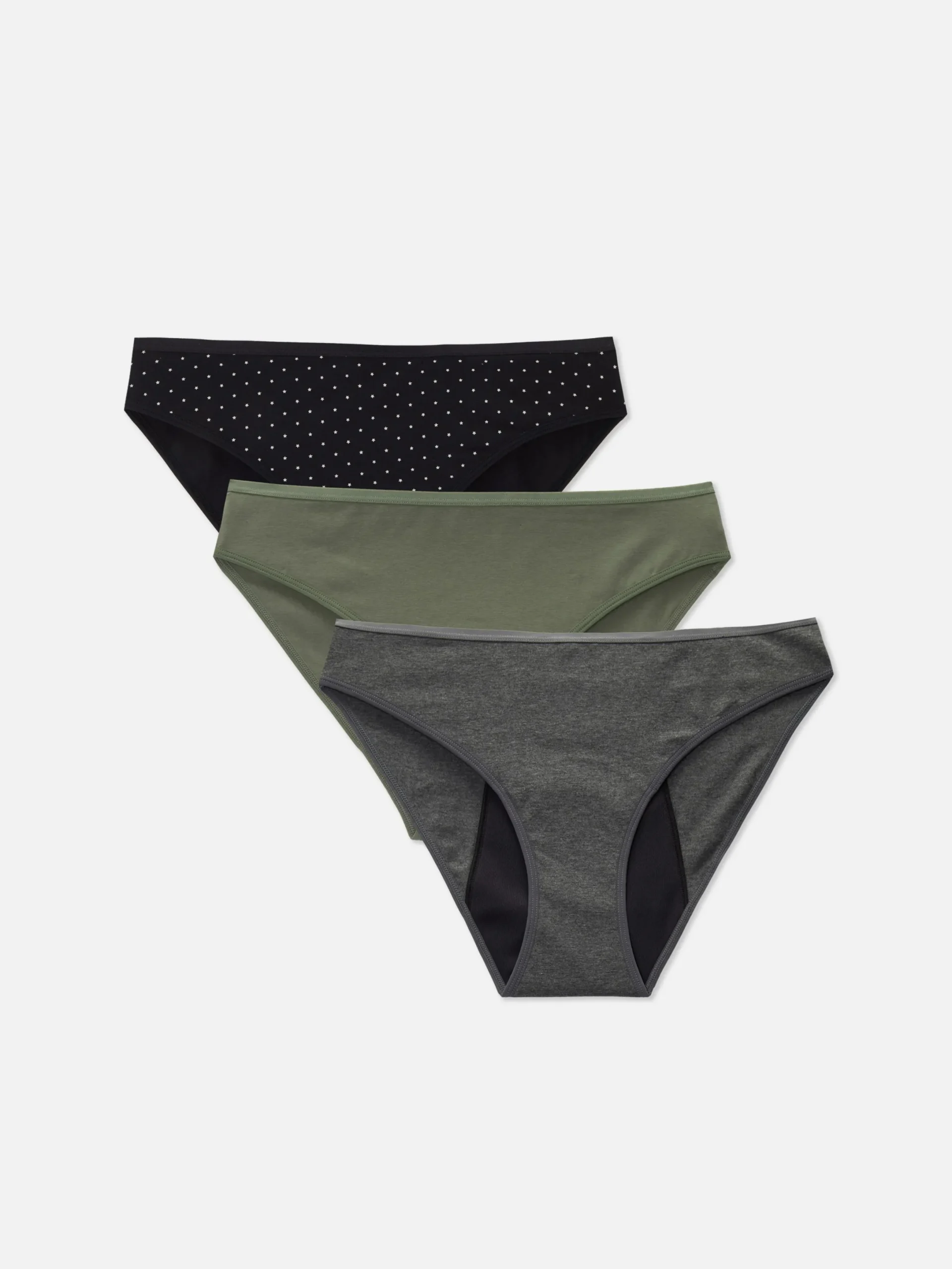 Slips|Primark Verschiedene Mini-Periodenslips, 3er-Pack Khakifarben