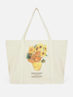 Reiseaccessoires|Primark „Vincent Van Gogh Sonnenblumen“ XL-Tragetasche Naturfarben
