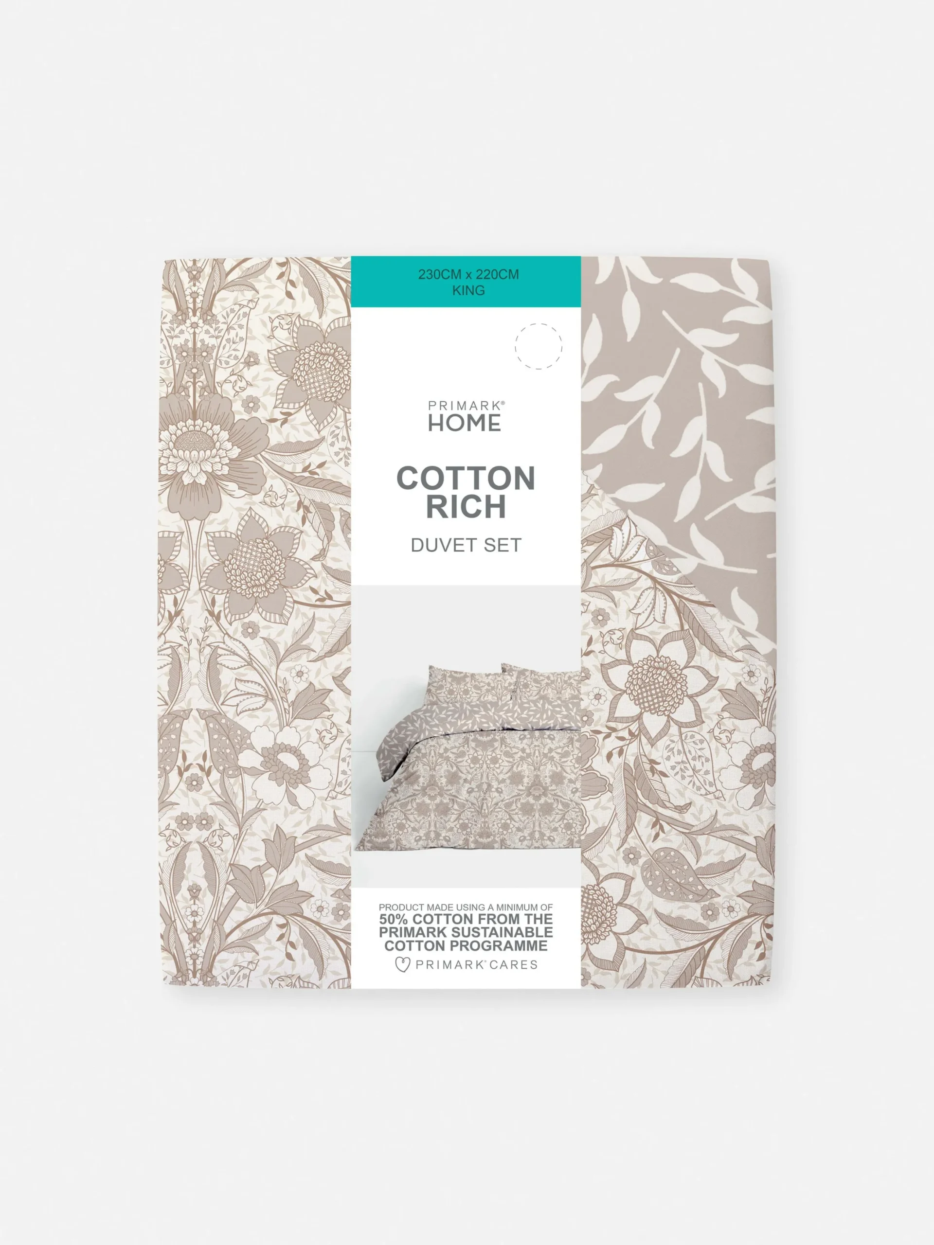 Bettwäsche Und Sets|Primark Wendbare Bettwäsche Mit Blumenmuster, Kingsize Naturfarben