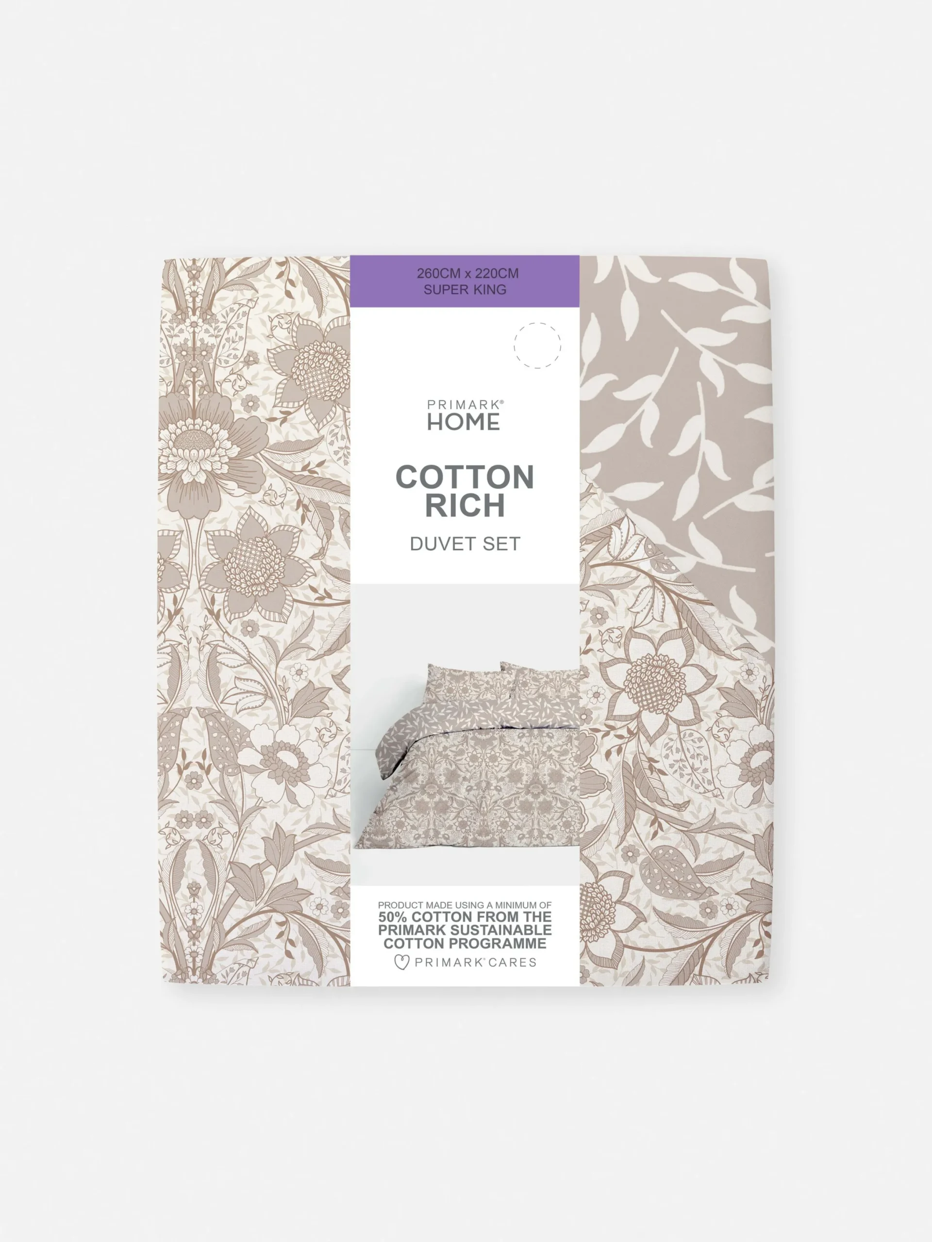 Bettwäsche Und Sets|Primark Wendebettwäsche Mit Blumenmuster, Super-Kingsize Naturfarben