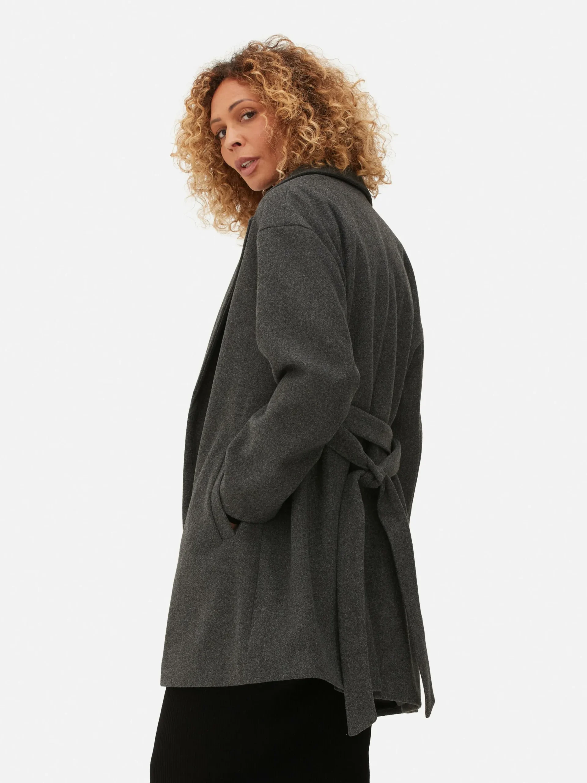 Jacken Und Mäntel|Primark Wickelmantel Mit Gürtel Anthrazitfarben