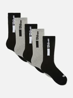 Socken|Sportbekleidung|Primark „Wilson“ Sportsocken, 5er-Pack Schwarz