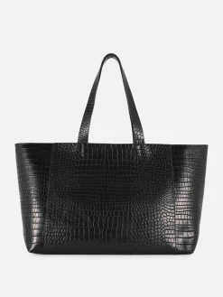 Taschen Und Portemonnaies|Primark XL-Tragetasche In Kroko-Optik Schwarz