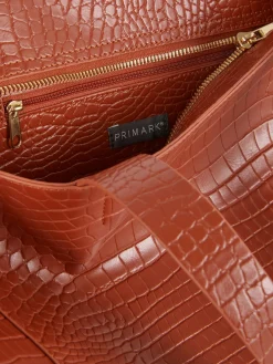 Taschen Und Portemonnaies|Primark XL-Tragetasche In Kroko-Optik Dunkelorange