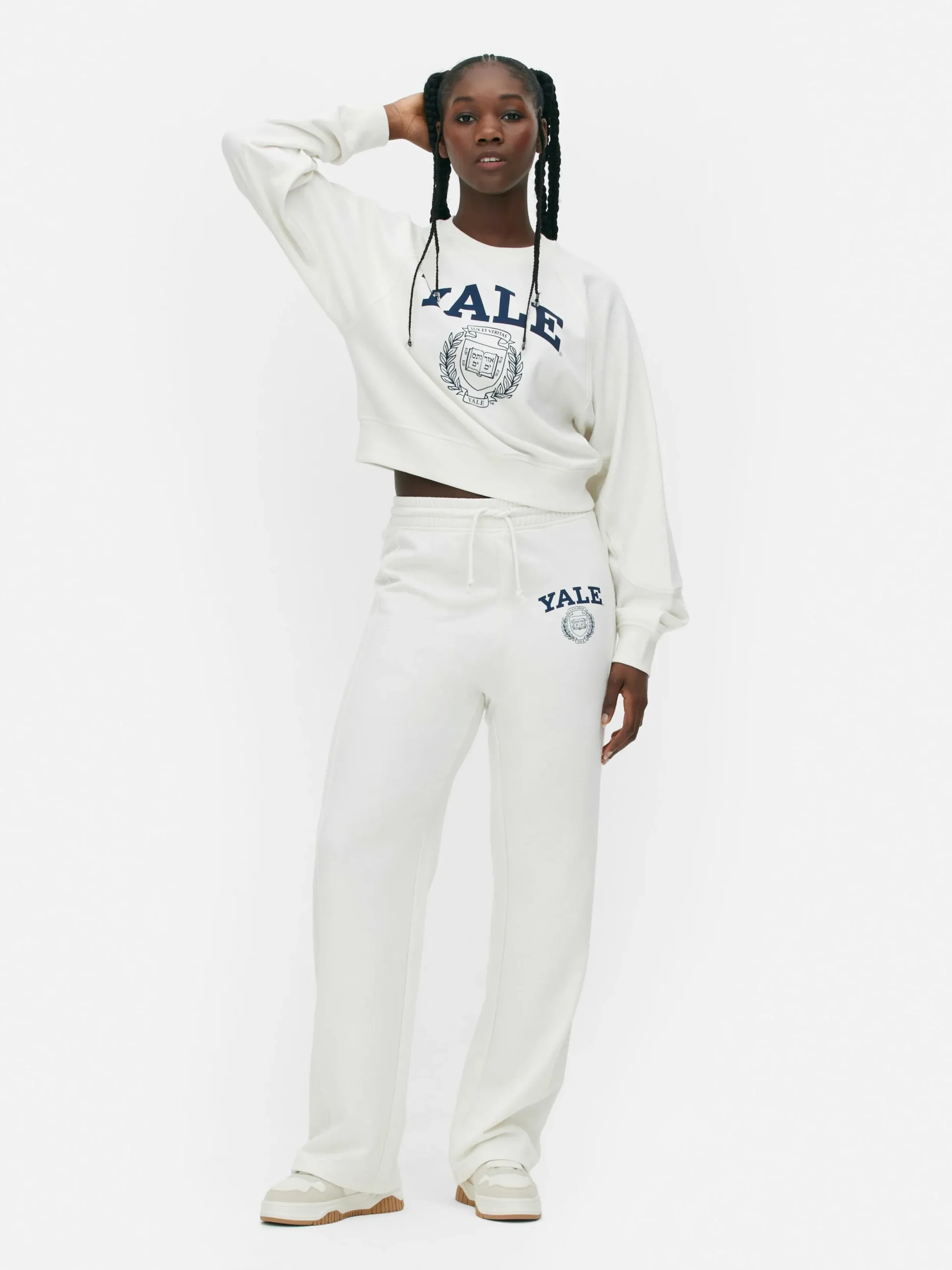 Jogginghosen|Primark „Yale“ Jogginghose Mit Grafik Und Kordelzug Elfenbeinfarben