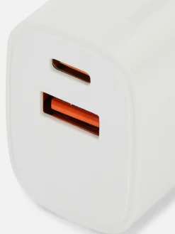 Ladegeräte|Primark Zweipoliger Doppel-USB-Stecker, 10 Watt Weiß