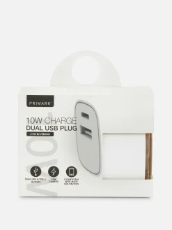 Ladegeräte|Primark Zweipoliger Doppel-USB-Stecker, 10 Watt Weiß