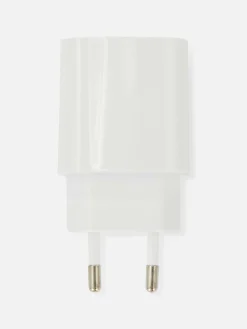 Ladegeräte|Primark Zweipoliger Dual-Reiseadapter Weiß