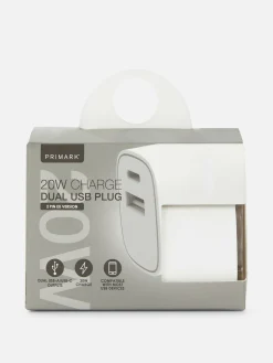 Ladegeräte|Primark Zweipoliger Dual-Reiseadapter Weiß